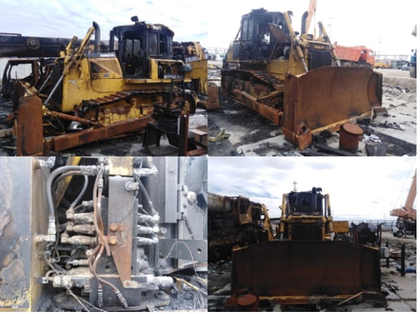 Так выглядел бульдозер Komatsu D65ЕХ-16 после пожара Сгоревший бульдозер d65